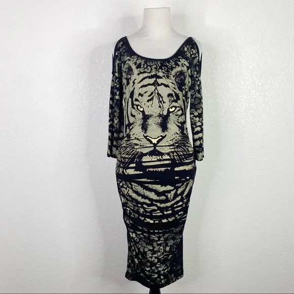 slim fit dress slacks Tiger Head Sequin Tee Dress – Sequin Mini